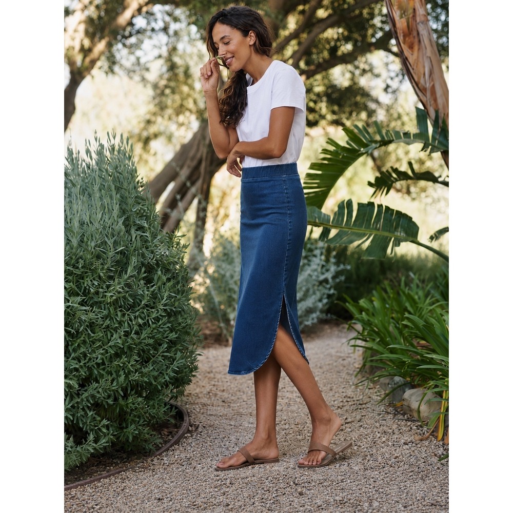Frank & Eileen Denim Midi Skirt in Blue